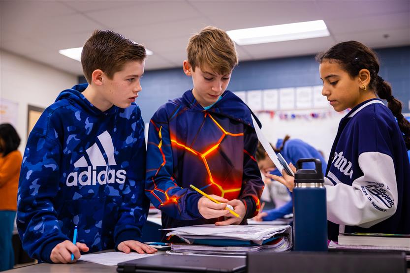 Page Middle students in math class